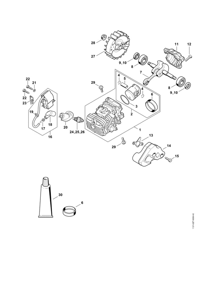 STIHL 1130-893-2603 Spannband positie 6 technische tekening