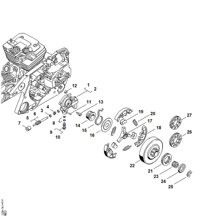 STIHL 1128-007-1000 Satz Ringkettenrad 3/8" 7Z positie -1 technische tekening