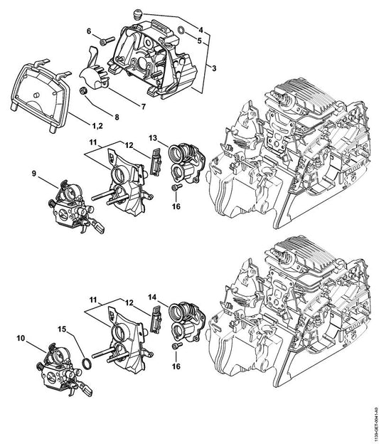STIHL 1139-121-2501 Schieber positie 12 technische tekening