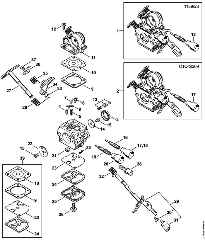 STIHL 1139-122-3202 Schenkelfeder positie 28 technische tekening