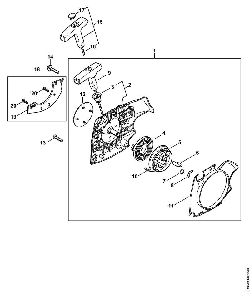 STIHL 1139-967-1500 Typenschild MS 171 positie 12 technische tekening