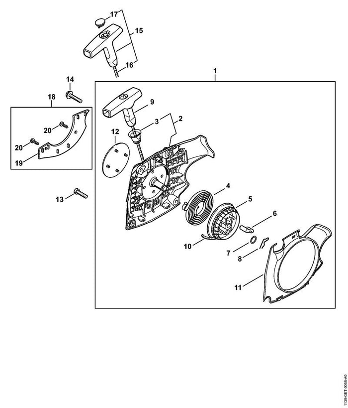 STIHL 1139-967-1500 Typenschild MS 171 positie 12 technische tekening