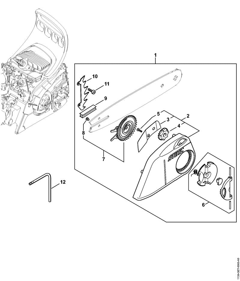 STIHL 1139-640-1701 Kettenraddeckel positie 2 technische tekening