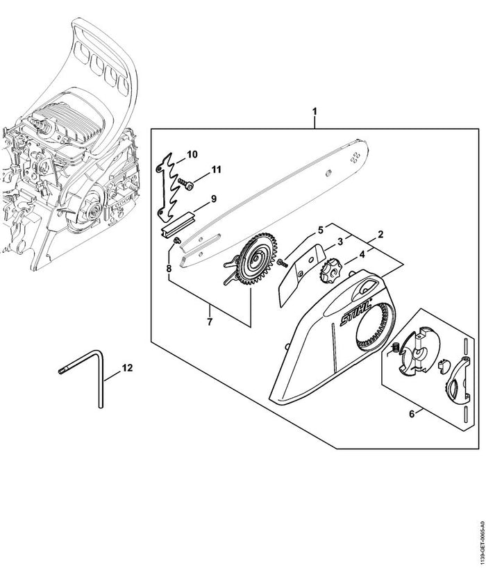STIHL 1139-648-3800 Abdeckblech positie 3 technische tekening