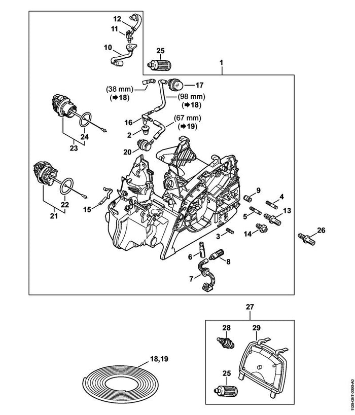 STIHL 1139-442-1601 Kontaktfeder positie 15 technische tekening