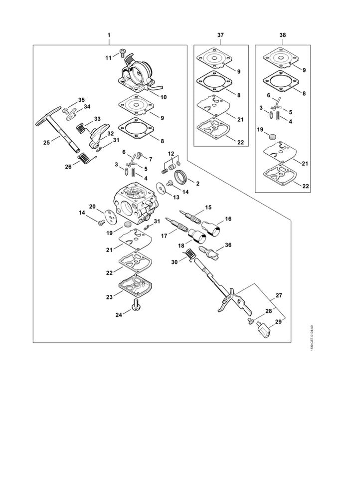 STIHL Z010012Z007 Drosselhebel positie 32 technische tekening