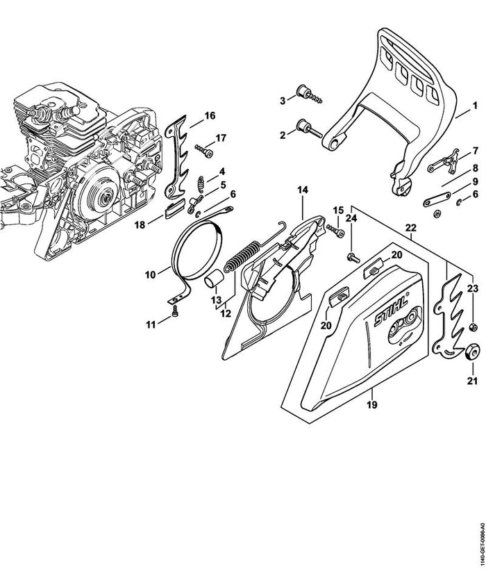 STIHL 1140-021-1101 Deckel positie 14 technische tekening