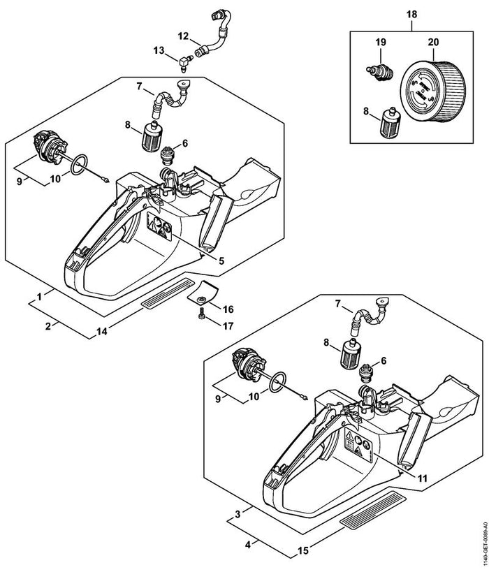 STIHL 0000-967-7251 Warnhinweis Piktogramm QS positie 11 technische tekening