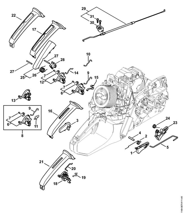 STIHL 1140-160-2500 Bremszug positie 29 technische tekening
