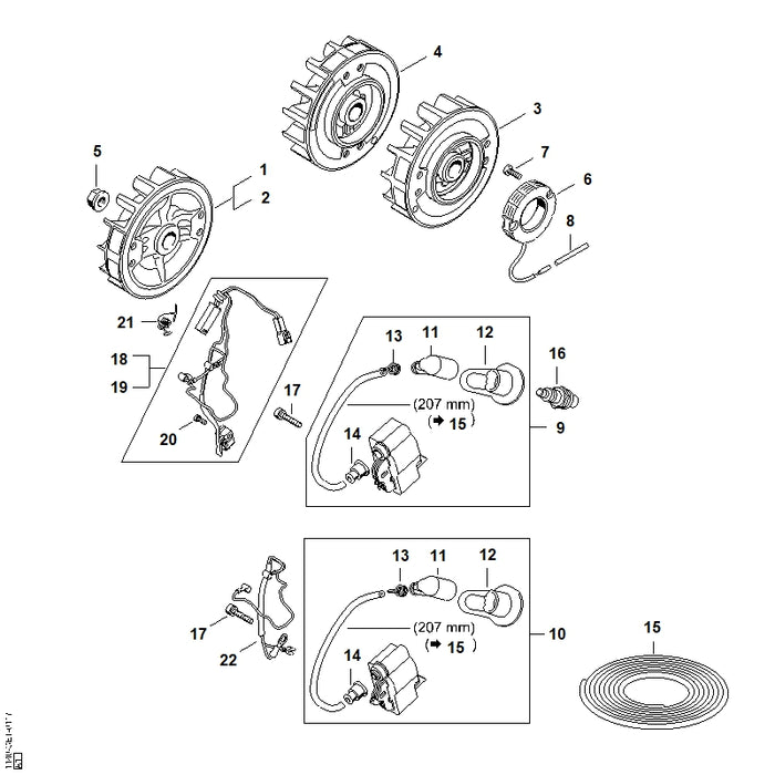 STIHL 1140-400-1206 Schwungrad positie 3 technische tekening