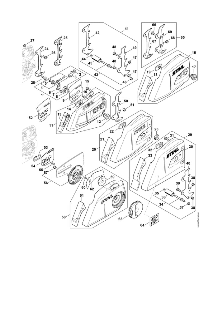 STIHL 1141-664-0502 Krallenanschlag positie 25 technische tekening
