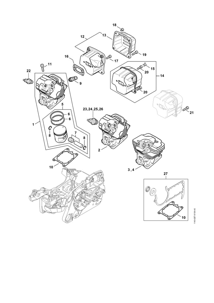 STIHL 1140-007-1013 Satz Kolbenbolzen mit Nadelkranz positie 7 technische tekening