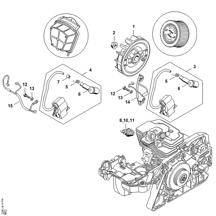 STIHL 1140-440-3009 Kabelbaum positie 14 technische tekening