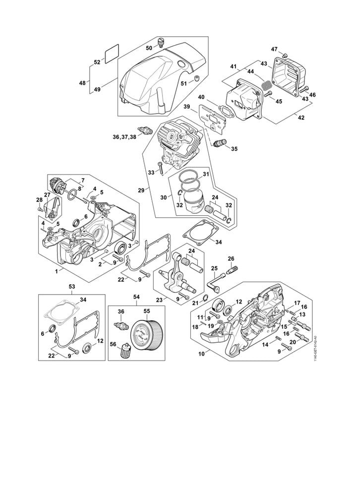 STIHL 1140-007-1014 Satz Kolbenbolzen mit Nadelkranz positie 24 technische tekening