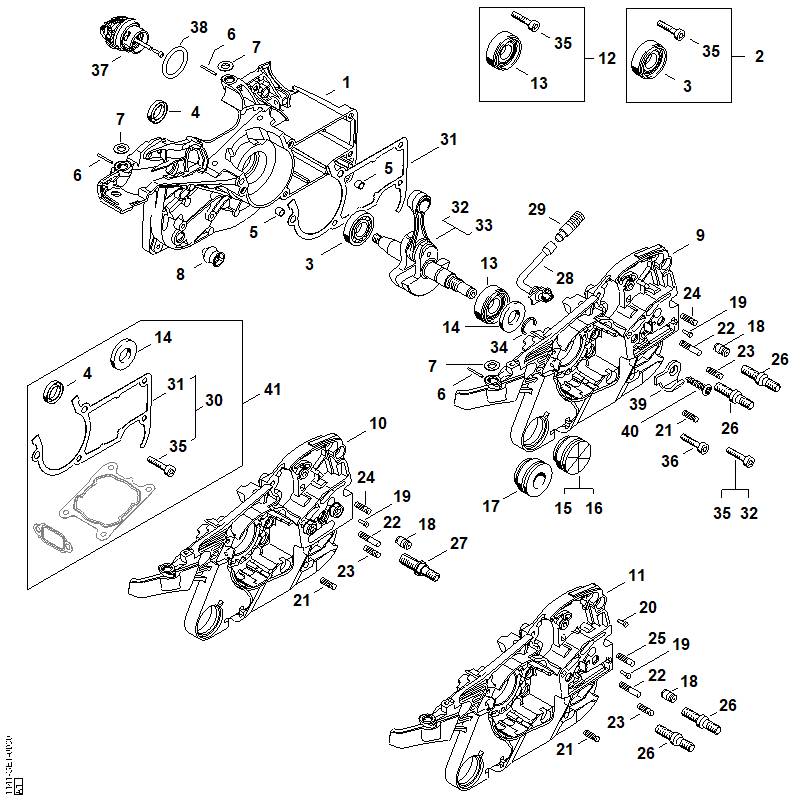 STIHL 1141-007-1000 Dichtungssatz positie 41 technische tekening