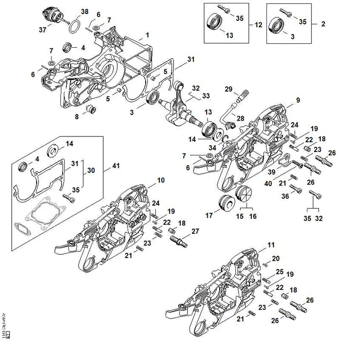 STIHL 1141-007-1010 Satz Kugellager positie 2 technische tekening