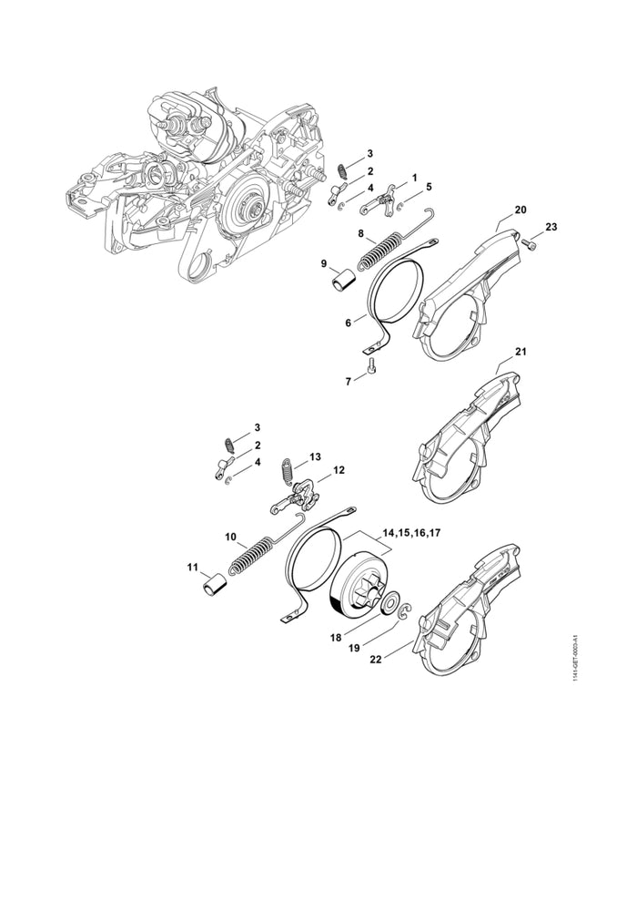 STIHL 1141-162-7904 Zugfeder positie 13 technische tekening