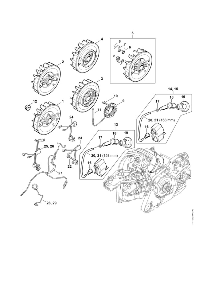 STIHL 1138-404-3501 Generator positie 9 technische tekening