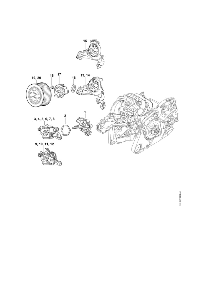 STIHL 1141-120-0606 Vergaser C1Q-S211B positie 4 technische tekening