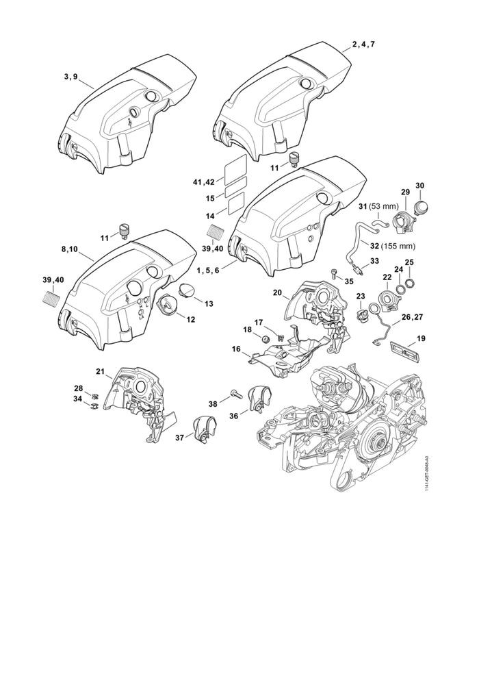 STIHL 1141-087-3004 Luftführungshaube positie 21 technische tekening