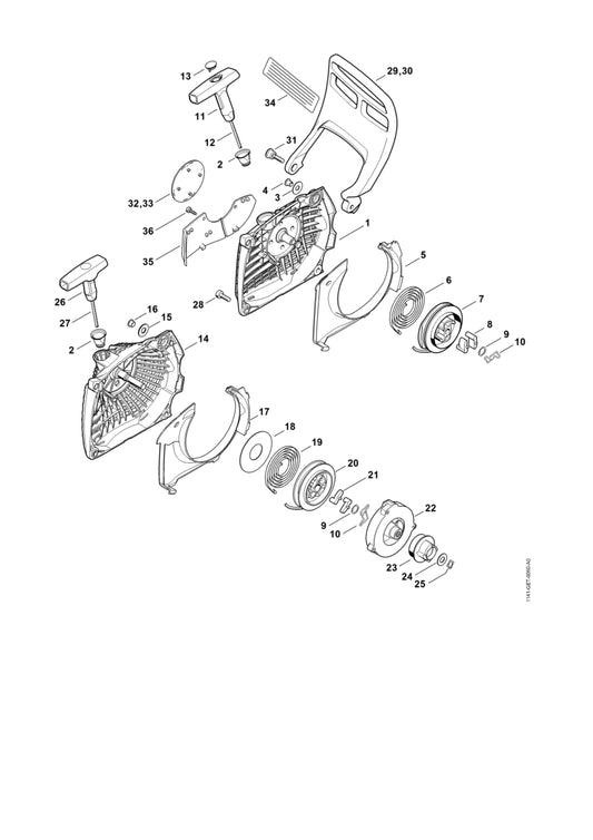 STIHL 1141-007-1004 Satz Abdeckplatte positie 35 technische tekening