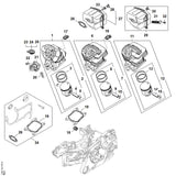 STIHL 1141-020-1200 Zylinder mit Kolben Ø 44,7 mm positie 6 technische tekening