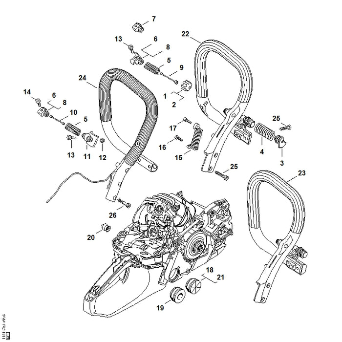 STIHL 1141-791-1706 Griffrohr positie 22 technische tekening