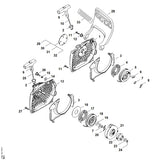 STIHL 1141-080-2103 Lüftergehäuse mit Anwerfvorrichtung positie -1 technische tekening
