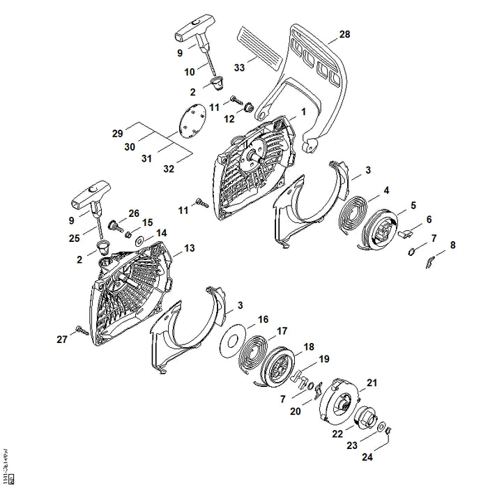 STIHL 1141-080-1803 Lüftergehäuse positie 13 technische tekening