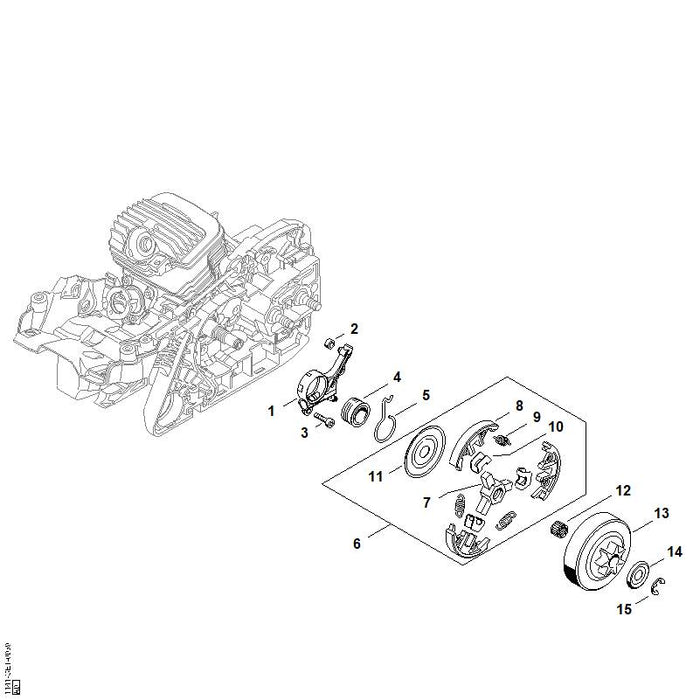 STIHL 1141-640-3203 Ölpumpe positie 1 technische tekening