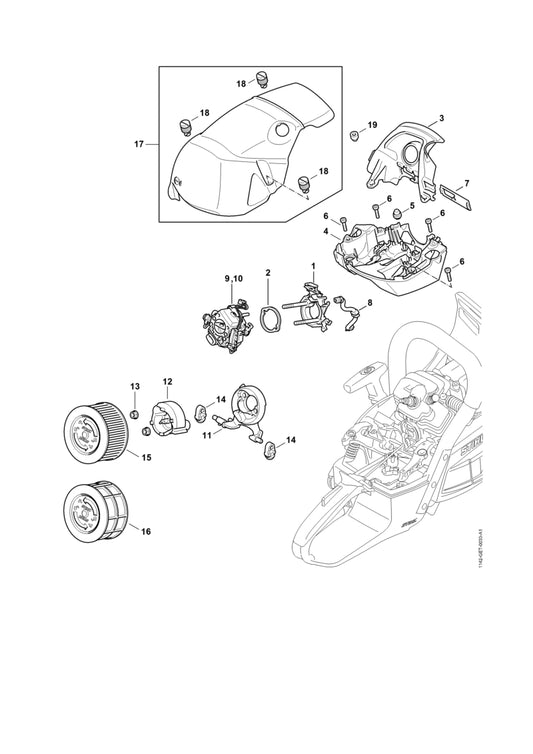 STIHL 1142-080-0901 Luftführungshaube positie 3 technische tekening