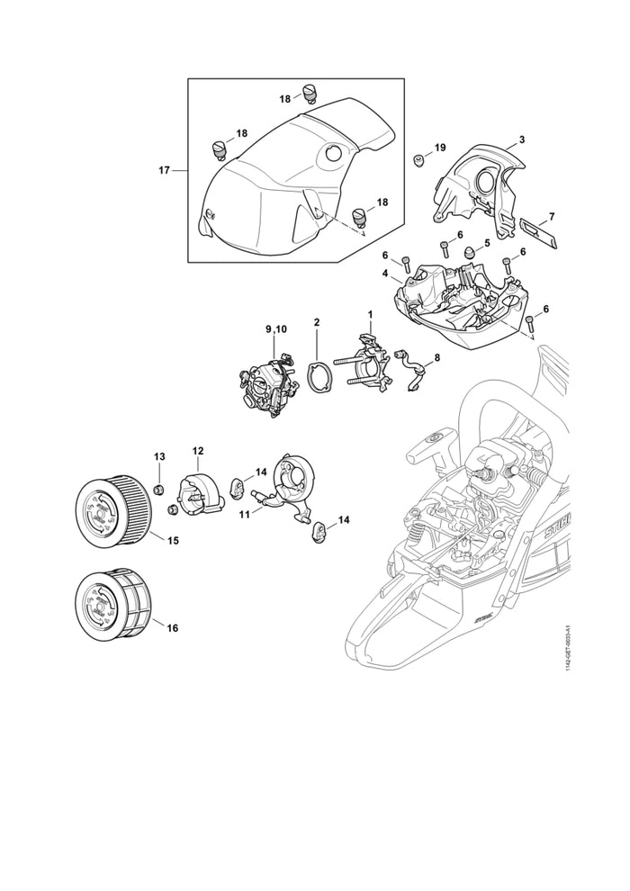STIHL 1142-080-0901 Luftführungshaube positie 3 technische tekening