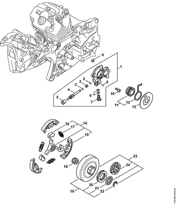 STIHL 1142-162-0800 Fliehgewicht positie 15 technische tekening
