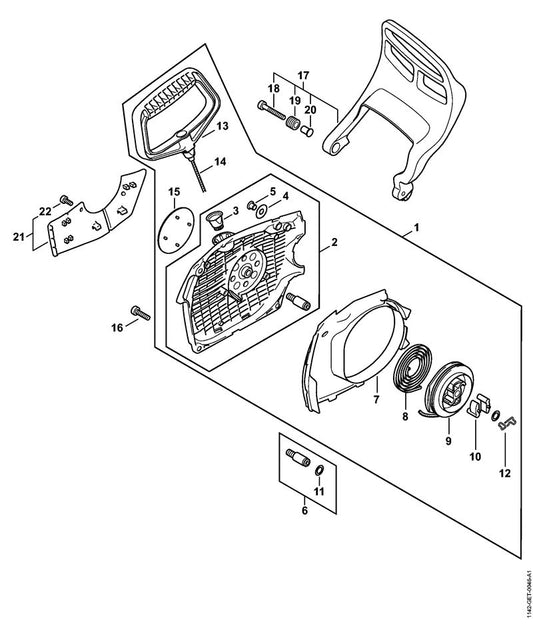 STIHL 1142-790-9101 Handschutz positie 17 technische tekening