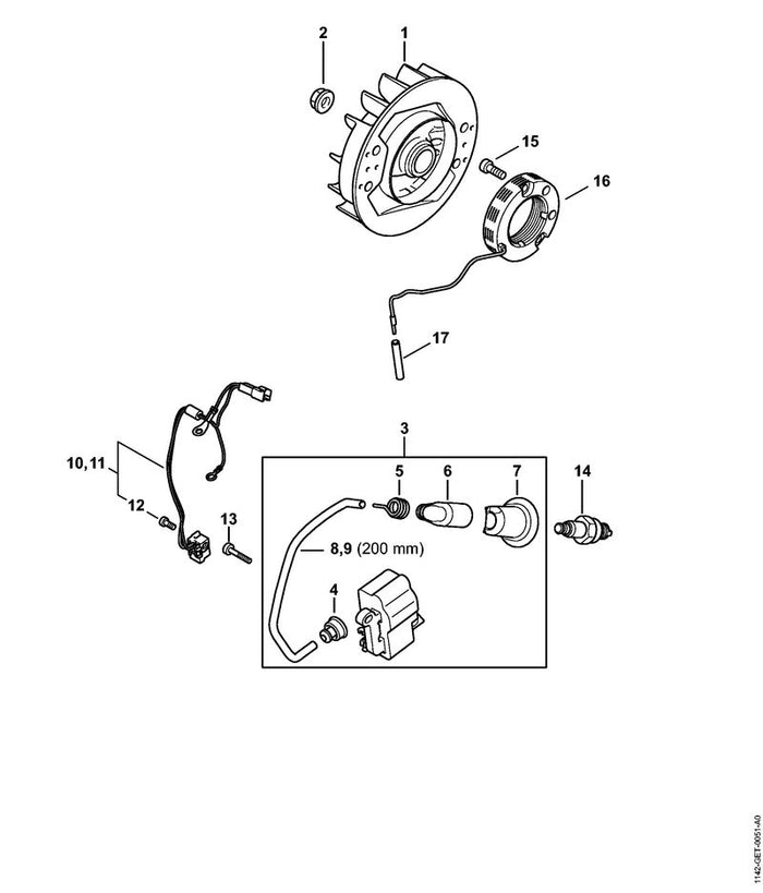 STIHL 0000-989-1002 Schutztülle positie 4 technische tekening