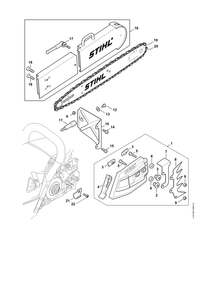 STIHL 1142-148-1200 Schraube M5 positie 11 technische tekening