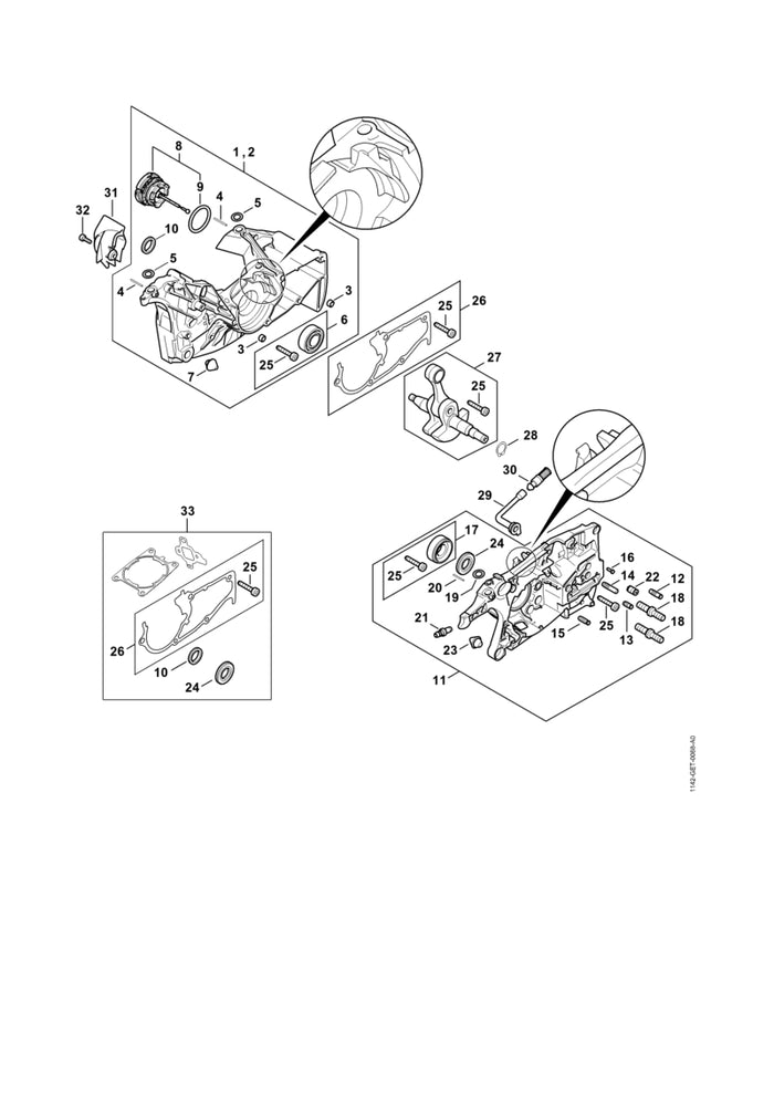 STIHL 1142-007-1601 Dichtungssatz positie 33 technische tekening