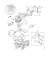 STIHL 1142-020-1201 Zylinder mit Kolben Ø 52 mm positie 1 technische tekening