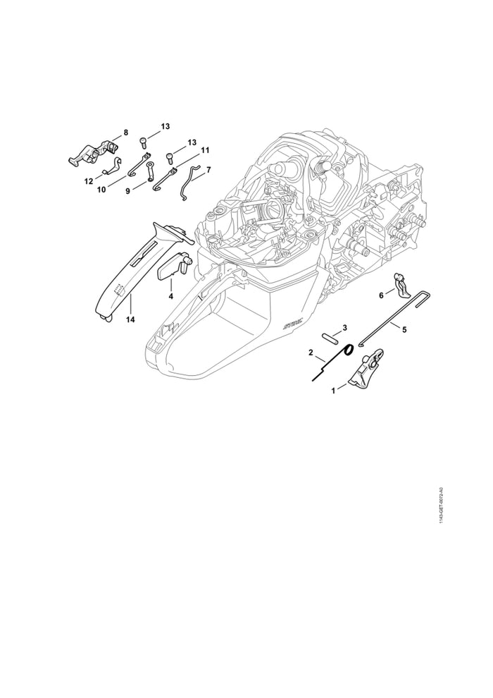 STIHL 1142-180-0901 Schaltwelle positie 8 technische tekening