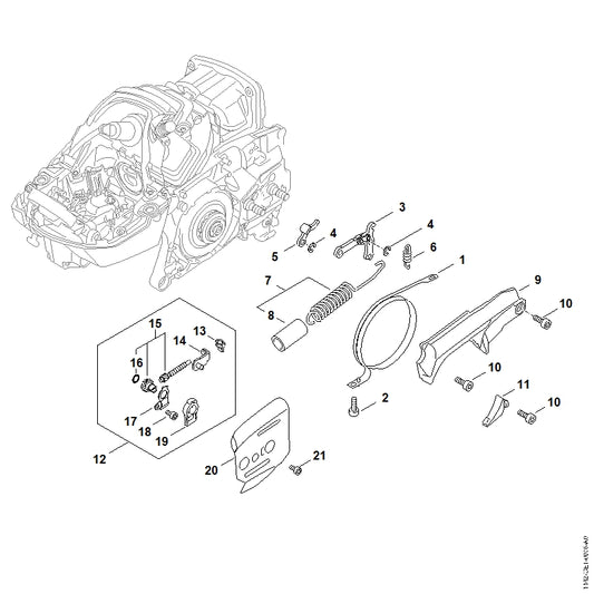 STIHL 1142-160-5400 Bremsband positie 1 technische tekening