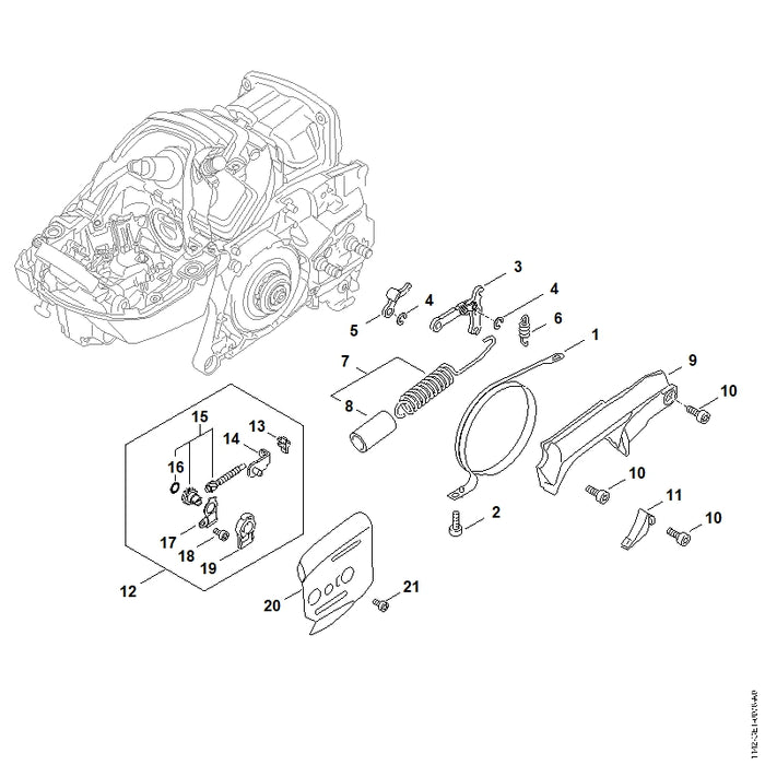 STIHL 1142-160-5500 Zugfeder positie 7 technische tekening