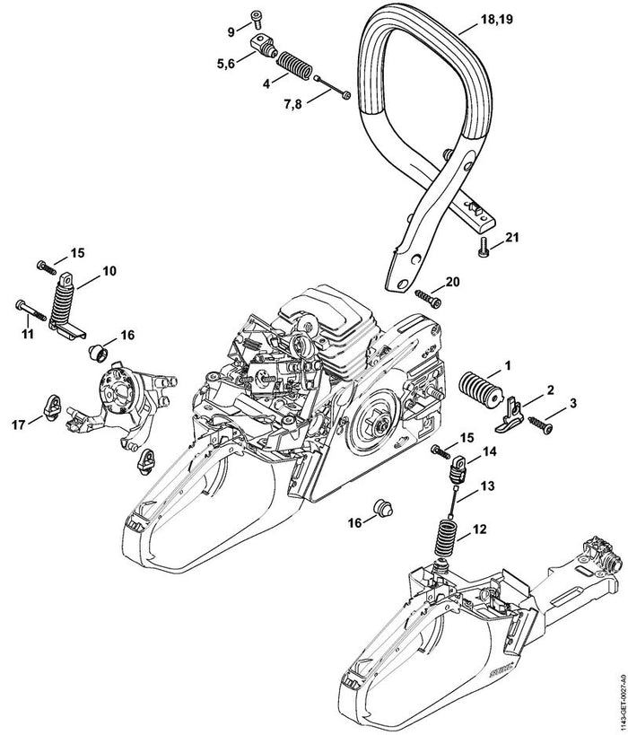 STIHL 1141-122-9902 Puffer positie 17 technische tekening
