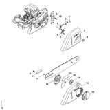 STIHL 1143-664-0500 Krallenanschlag positie 9 technische tekening