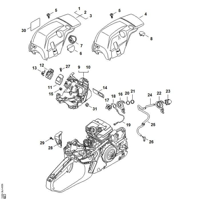 STIHL 1143-080-0900 Luftführungshaube positie 9 technische tekening