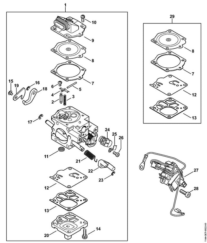 STIHL 1144-122-7100 Schraube positie -1 technische tekening