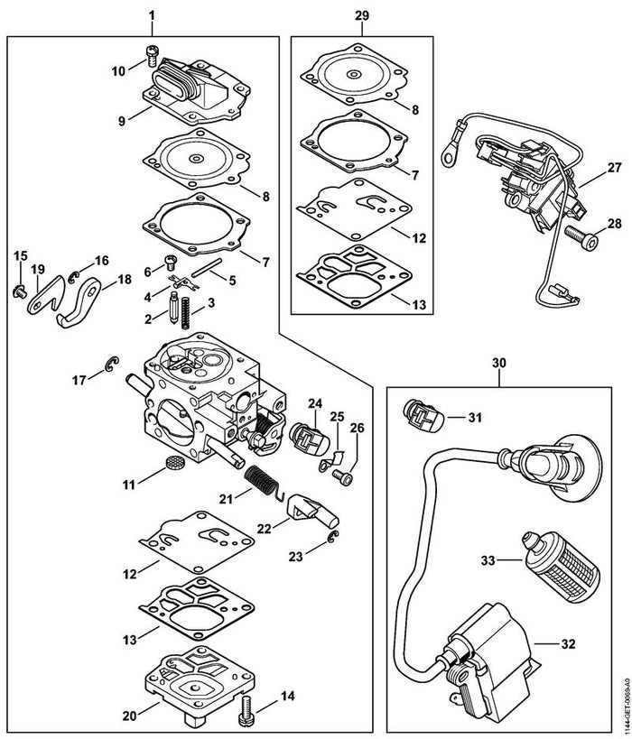 STIHL 1144-007-1801 Reparatursatz M-Tronic positie 30 technische tekening