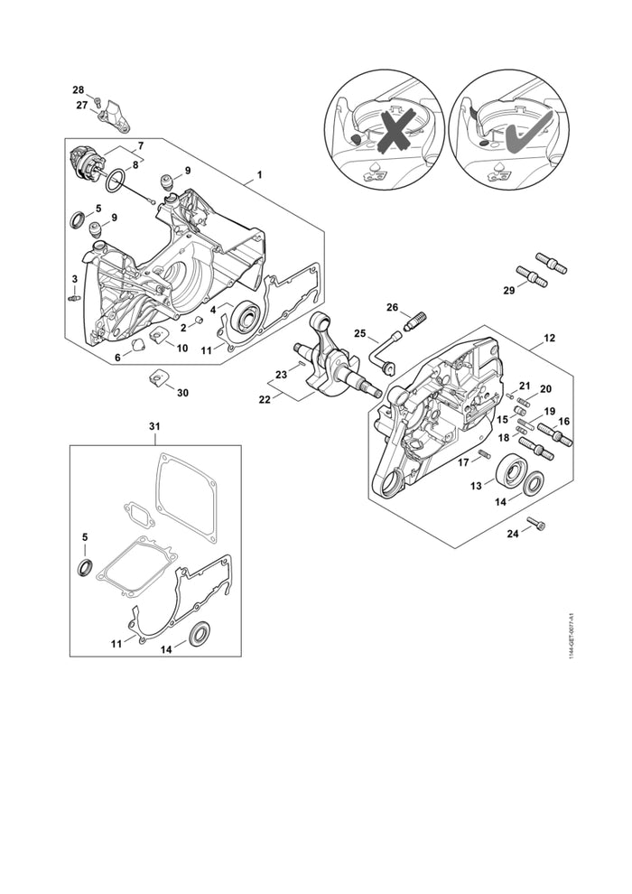 STIHL 1144-084-7400 Tülle positie 30 technische tekening