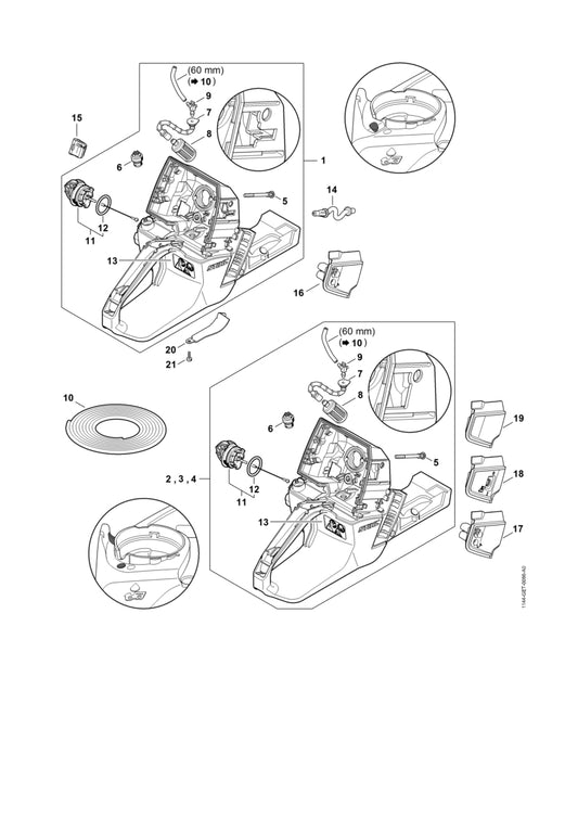 STIHL 1144-350-0801 Tankgehäuse positie 3 technische tekening