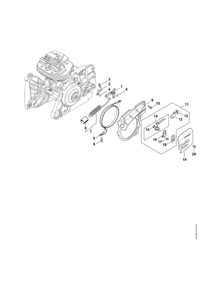 STIHL 1144-162-8000 Schlauch positie 8 technische tekening