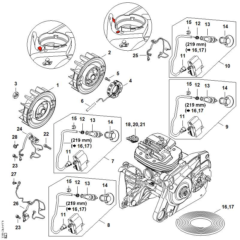 STIHL 1144-400-1200 Schwungrad positie 1 technische tekening